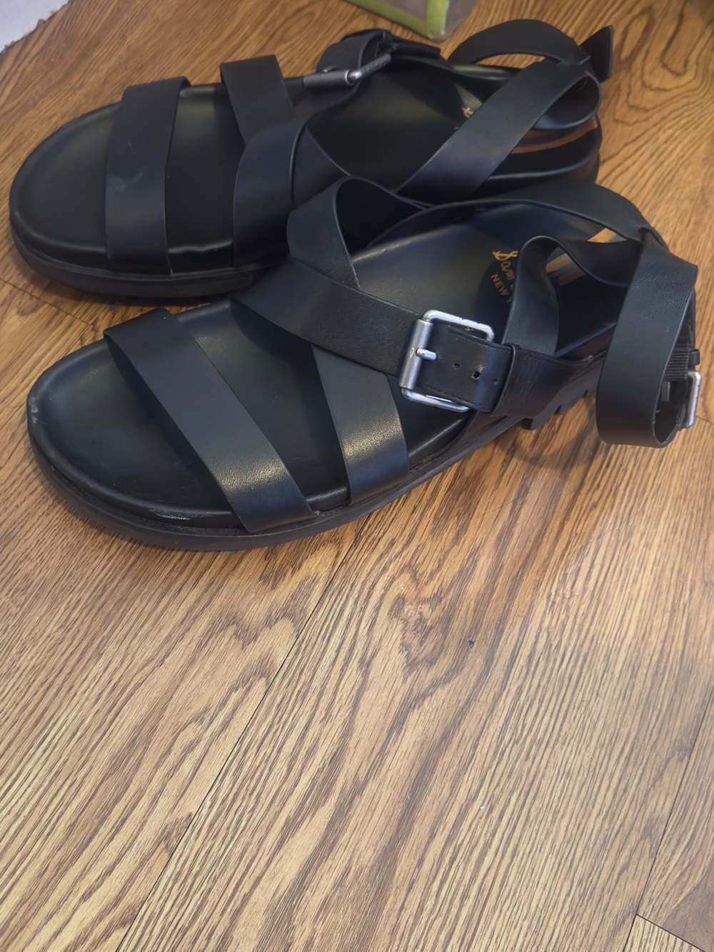 Sam Edelman Black Leather Strappy Buckle Sandals - Picture 2 of 4